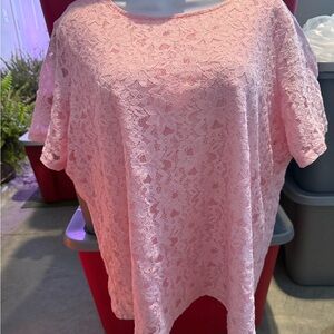 Women’s Pink Lace Short-Sleeve Top NWOT 1X